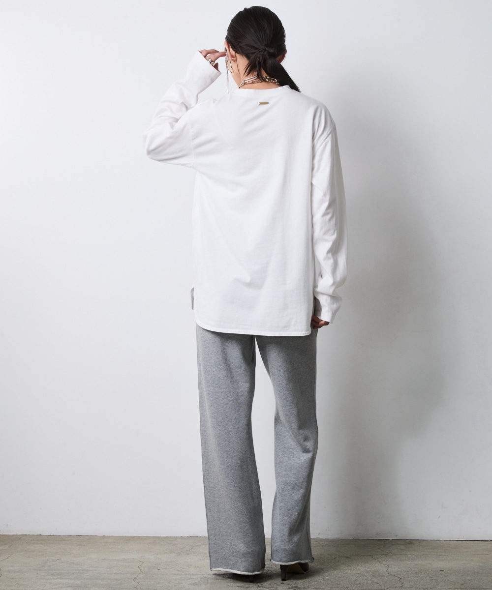 綿100%ピグメント染ロングスリーブロゴプリントTシャツ 大きいサイズ シックスタイル21