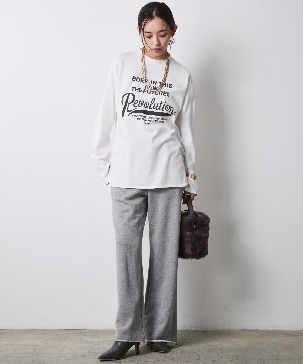 綿100%ピグメント染ロングスリーブロゴプリントTシャツ 大きいサイズ シックスタイル22