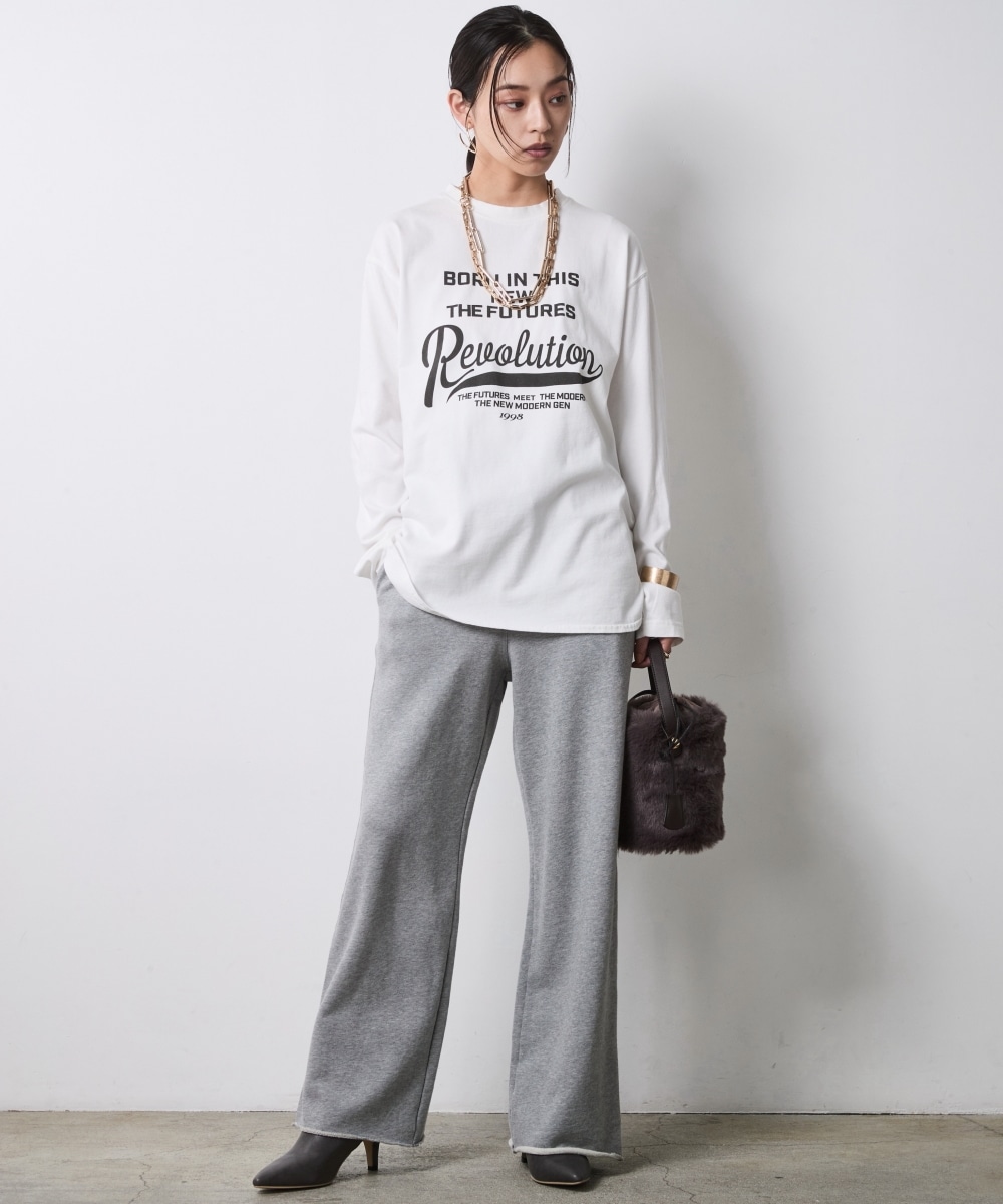 綿100%ピグメント染ロングスリーブロゴプリントTシャツ 大きいサイズ シックスタイル23