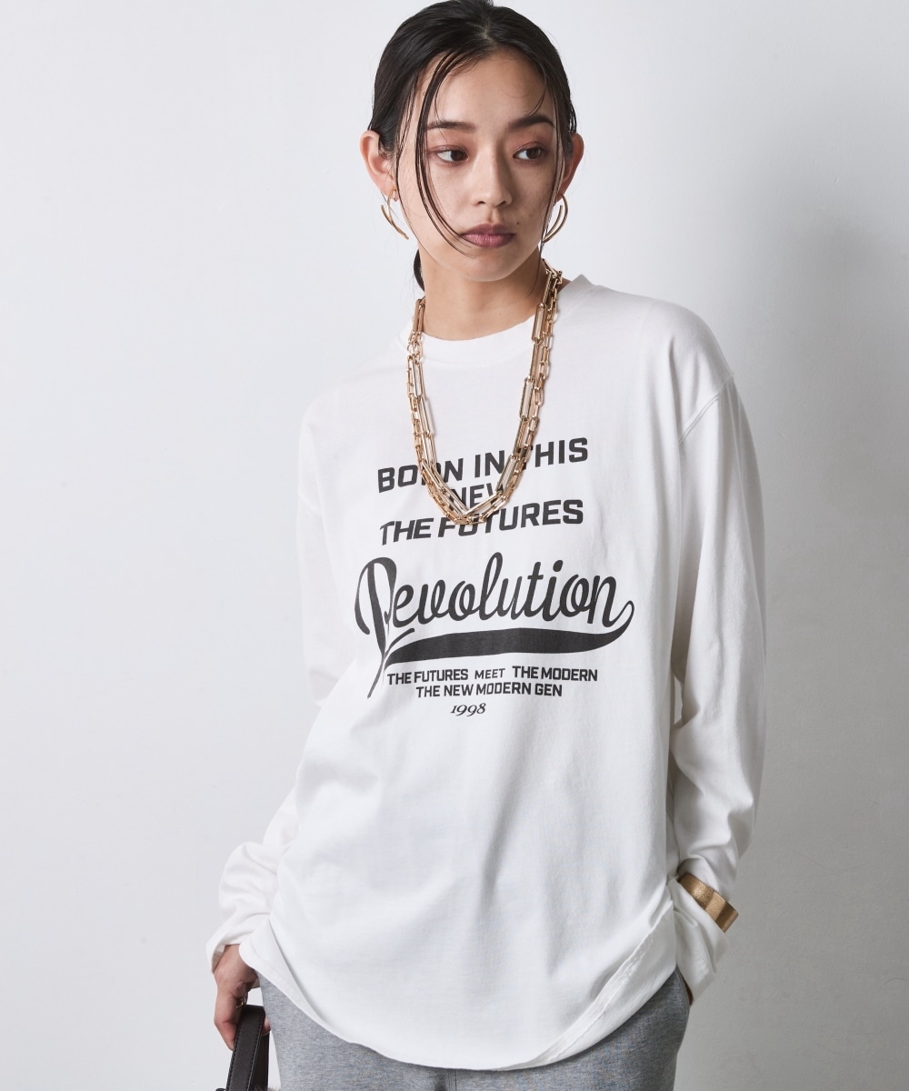 綿100%ピグメント染ロングスリーブロゴプリントTシャツ 大きいサイズ シックスタイル25