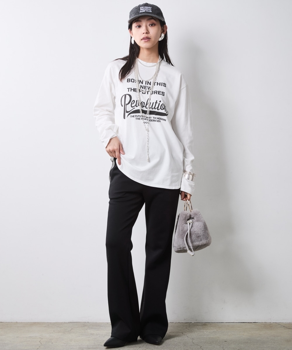 綿100%ピグメント染ロングスリーブロゴプリントTシャツ 大きいサイズ シックスタイル30