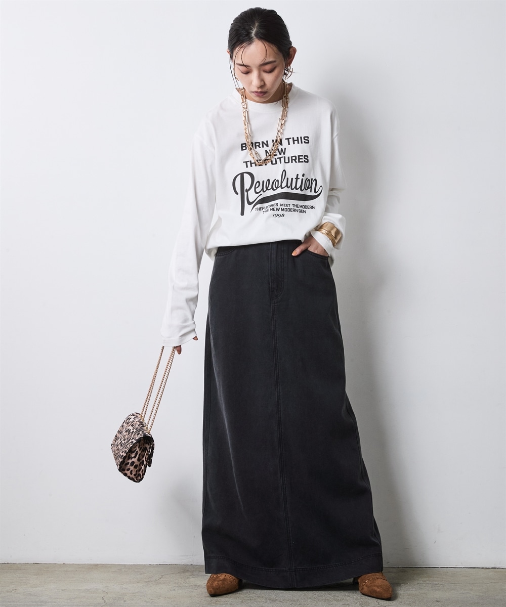 綿100%ピグメント染ロングスリーブロゴプリントTシャツ 大きいサイズ シックスタイル4