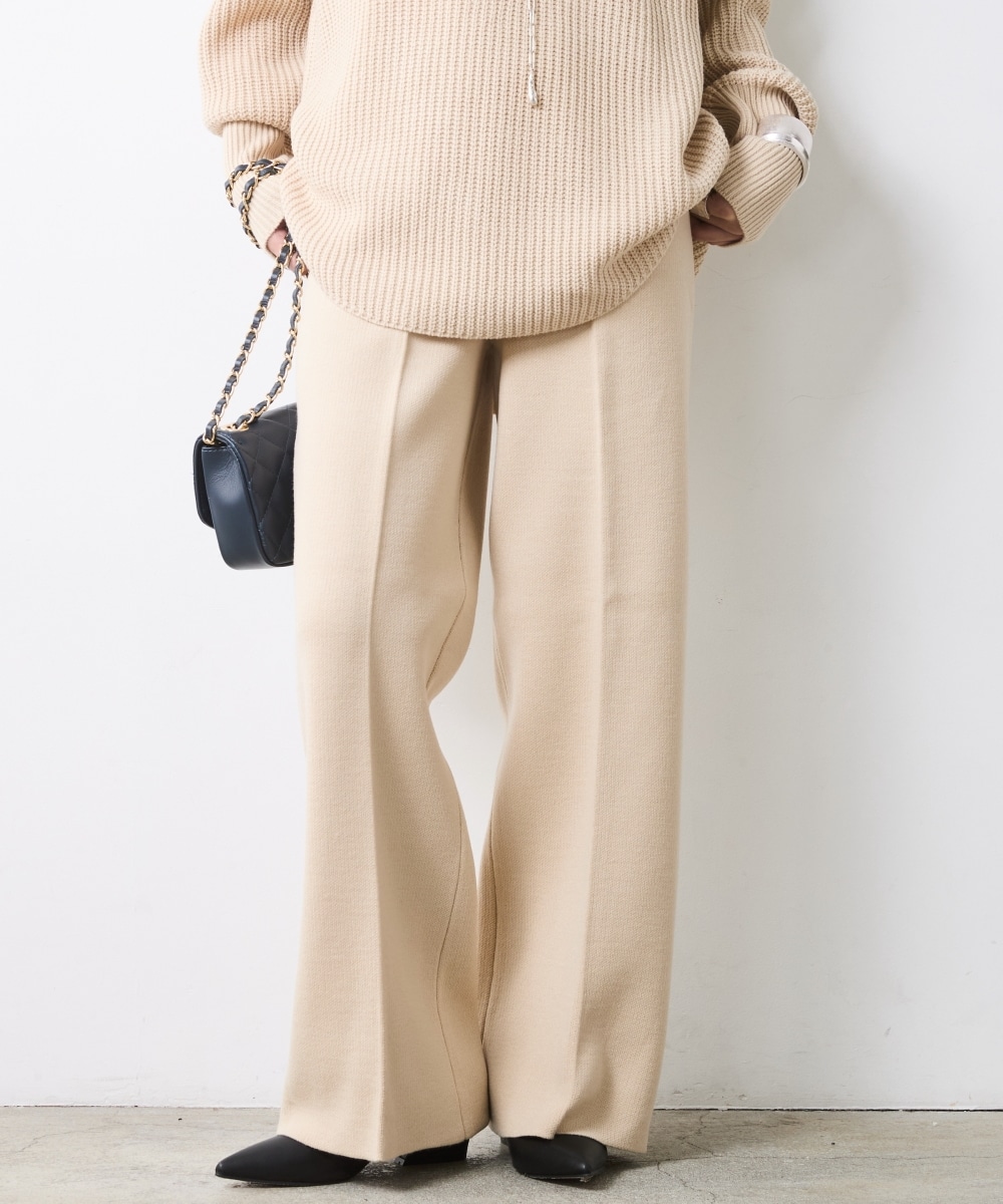 ニットワイドストレートパンツ　大きいサイズ　シックスタイル