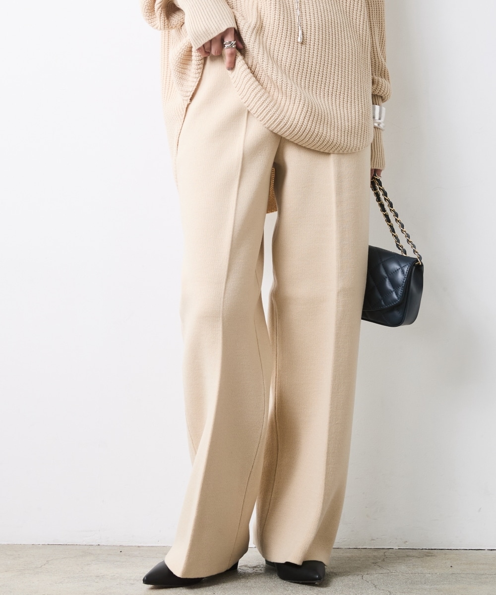 ニットワイドストレートパンツ 大きいサイズ シックスタイル25