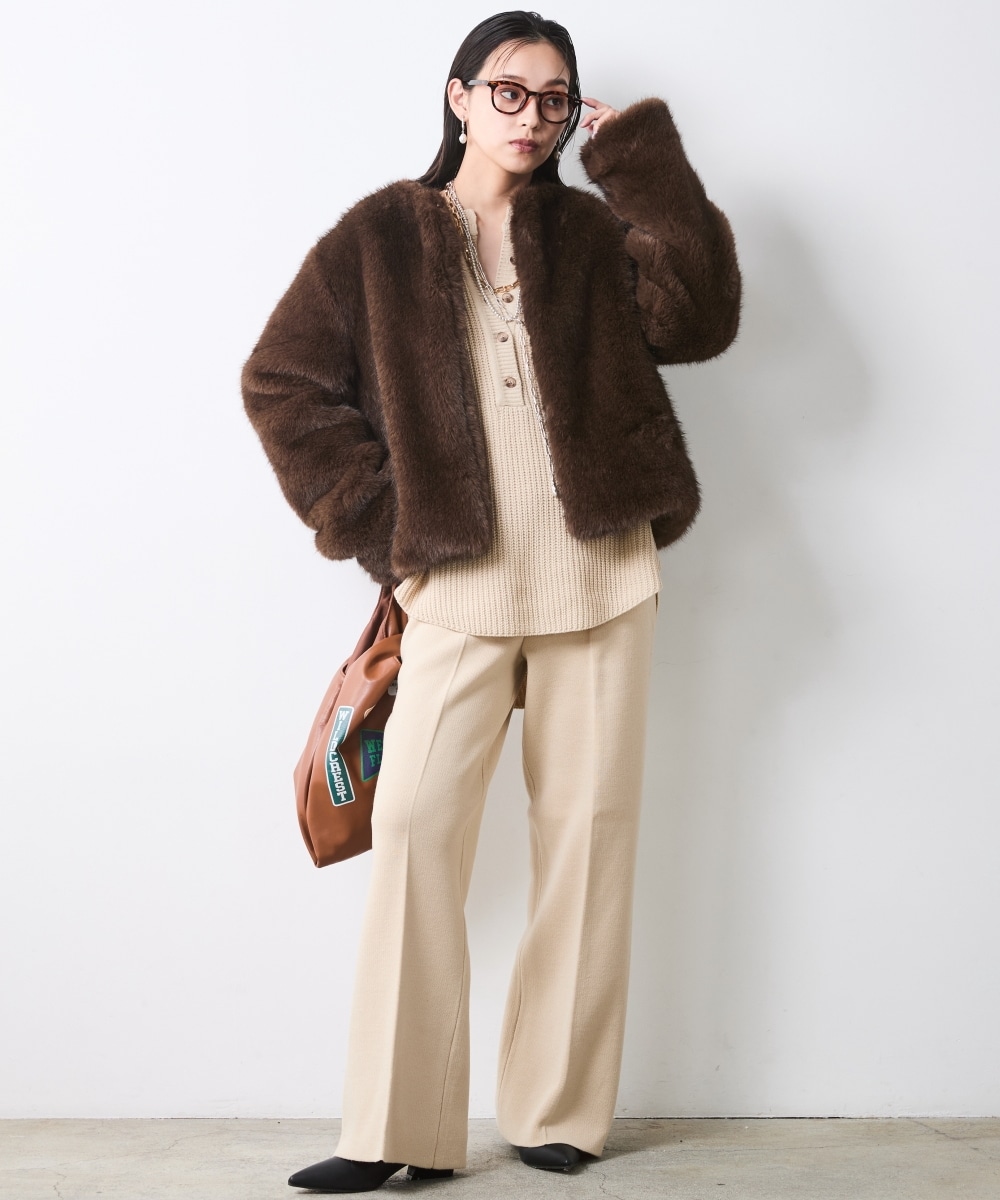 ニットワイドストレートパンツ 大きいサイズ シックスタイル27