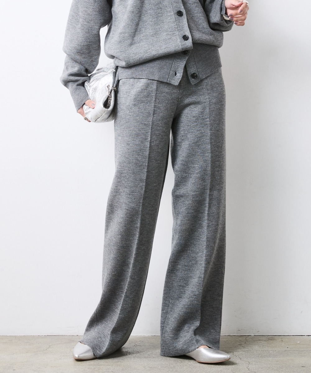 ニットワイドストレートパンツ 大きいサイズ シックスタイル1