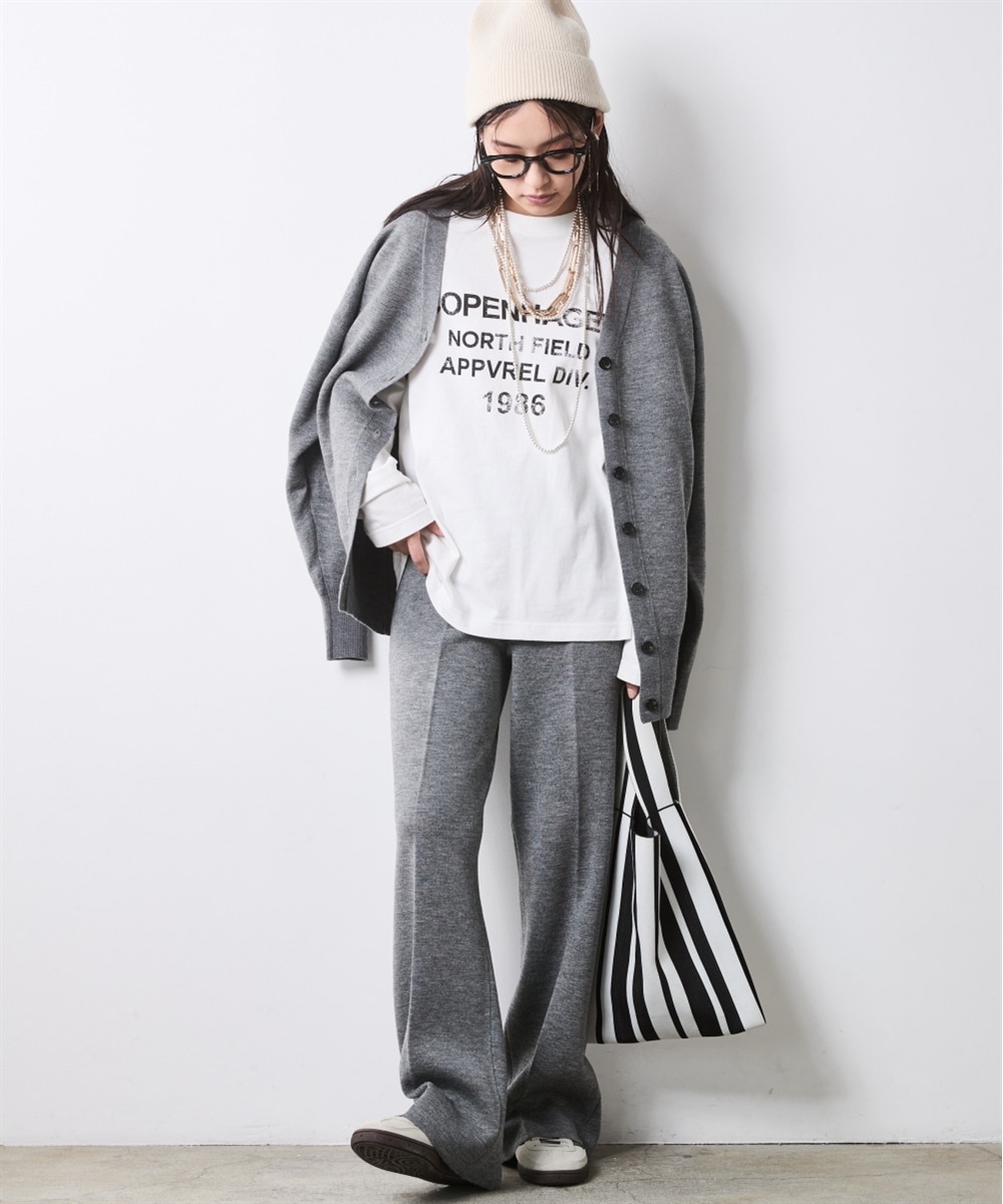 ピグメント染綿100%ロゴプリントロングスリーブTシャツ 大きいサイズ シックスタイル10