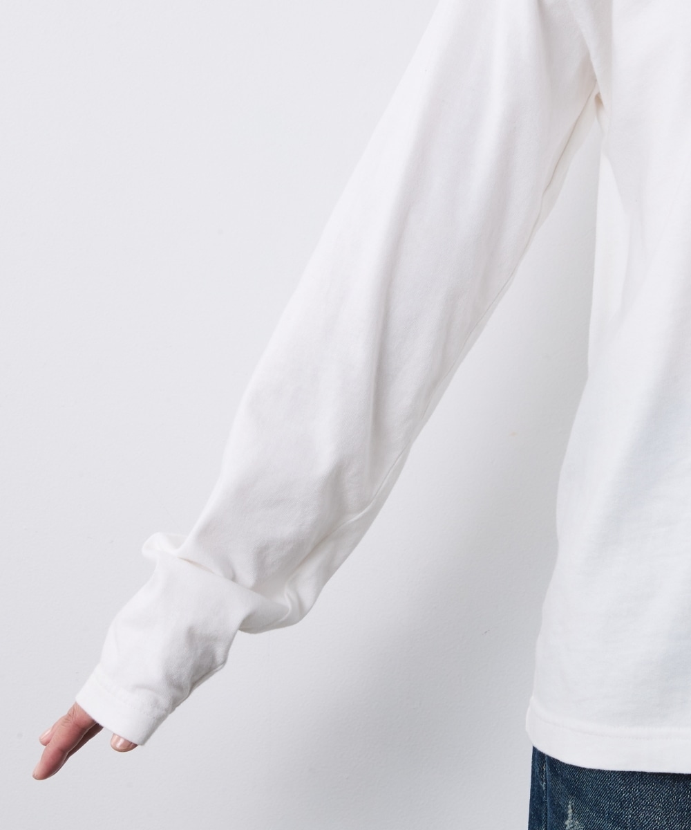 ピグメント染綿100%ロゴプリントロングスリーブTシャツ 大きいサイズ シックスタイル13