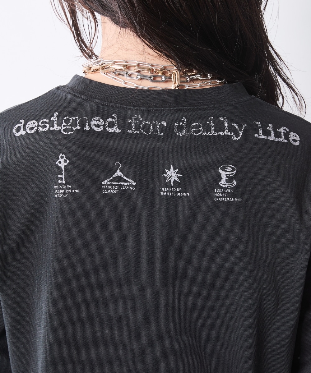 ピグメント染綿100%ロゴプリントロングスリーブTシャツ 大きいサイズ シックスタイル17