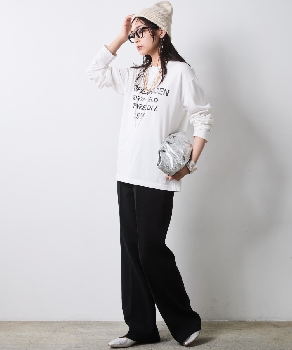 ピグメント染綿100%ロゴプリントロングスリーブTシャツ 大きいサイズ シックスタイル28