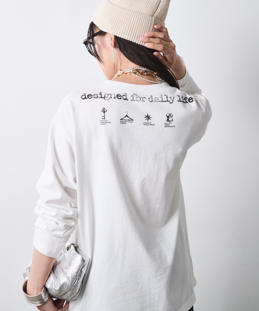 ピグメント染綿100%ロゴプリントロングスリーブTシャツ 大きいサイズ シックスタイル29