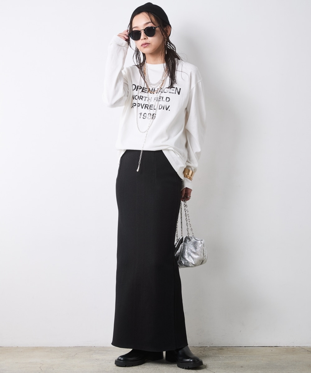 ピグメント染綿100%ロゴプリントロングスリーブTシャツ 大きいサイズ シックスタイル30