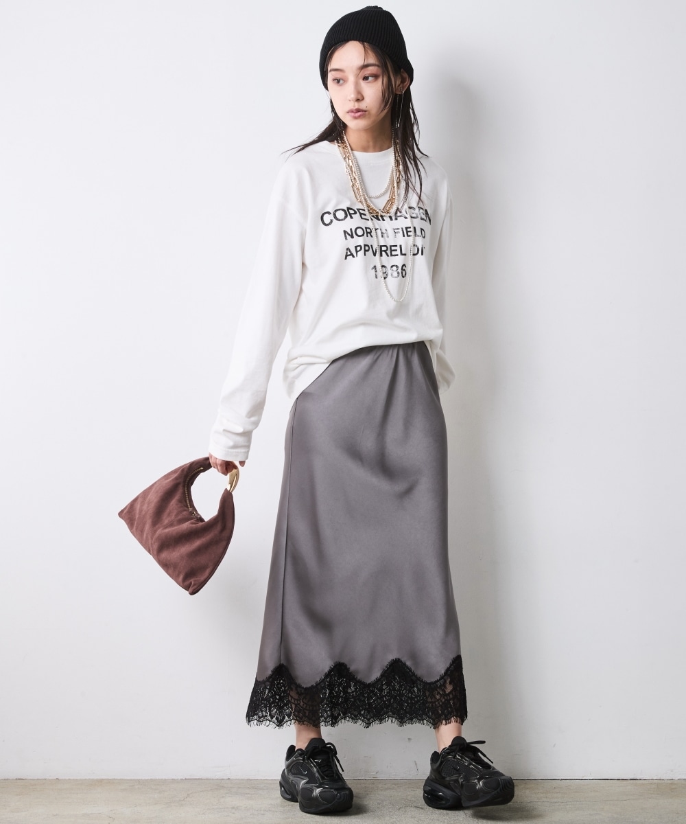 ピグメント染綿100%ロゴプリントロングスリーブTシャツ 大きいサイズ シックスタイル8