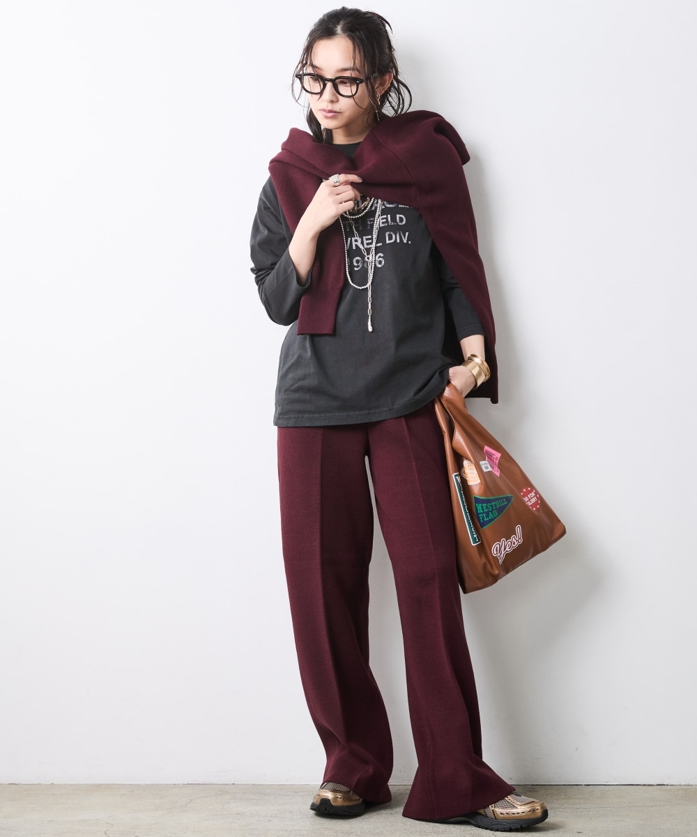 ピグメント染綿100%ロゴプリントロングスリーブTシャツ 大きいサイズ シックスタイル9