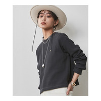 前後2WAYワッフルヘンリーネッククロップド丈カットソー　大きいサイズ　シックスタイル