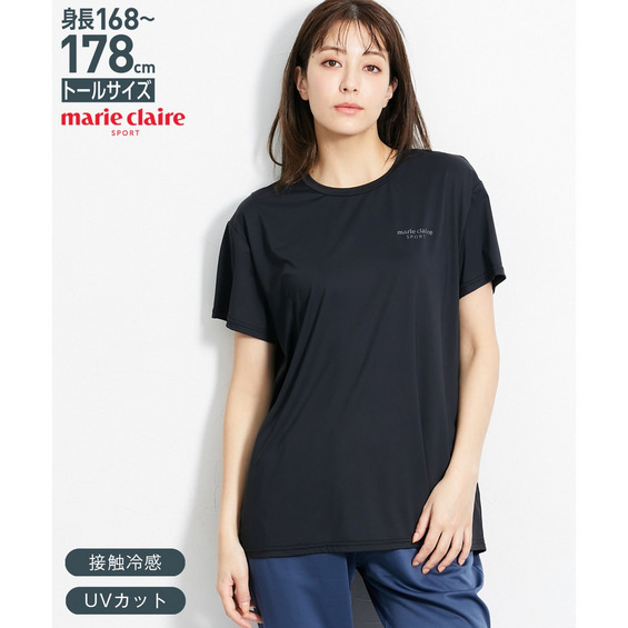 marie claire SPORT フレンチ袖風後タックTシャツ(接触冷感・UVカット)(トールサイズ) 高身長【アリノマ/Alinoma】 marie claire SPORT フレンチ袖風後タックTシャツ(接触冷感・UVカット)(トールサイズ) 高身長【アリノマ/Alinoma】