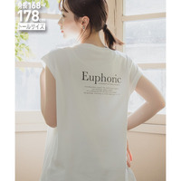 綿100%フレンチスリーブロゴプリントTシャツ（UVカット・接触冷感）　高身長　Essenave