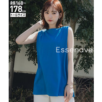 綿100%汗染みしにくいタックノースリーブTシャツ　高身長　Essenave