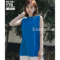 綿100%汗染みしにくいタックノースリーブTシャツ　高身長　Essenave