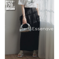 ワッシャーサテンドレープポケットストレートスカート　高身長　Essenave