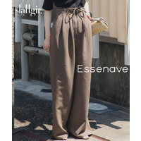 リボン付ハイウエストタックワイドパンツ　高身長　Essenave