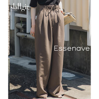 リボン付ハイウエストタックワイドパンツ　高身長　Essenave