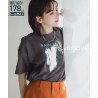 綿100%スクエアプリント箔Tシャツ　高身長　Essenave