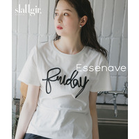 綿100%コード刺しゅうロゴTシャツ　高身長　Essenave