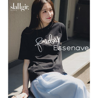 綿100%コード刺しゅうロゴTシャツ　高身長　Essenave