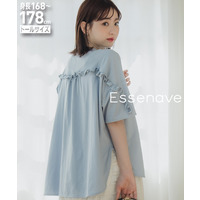 バックフリルデザインTシャツ　高身長　Essenave　