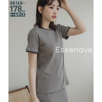 リブボーダーセットアップ（Tシャツ＋スカート）　高身長　Essenave