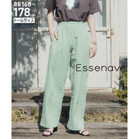 綿100%リネンライクリラックスワイドパンツ　高身長　Essenave