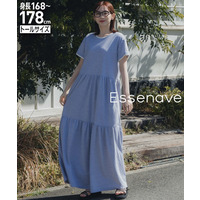 鹿の子ティアードフレアワンピース　高身長　Essenave