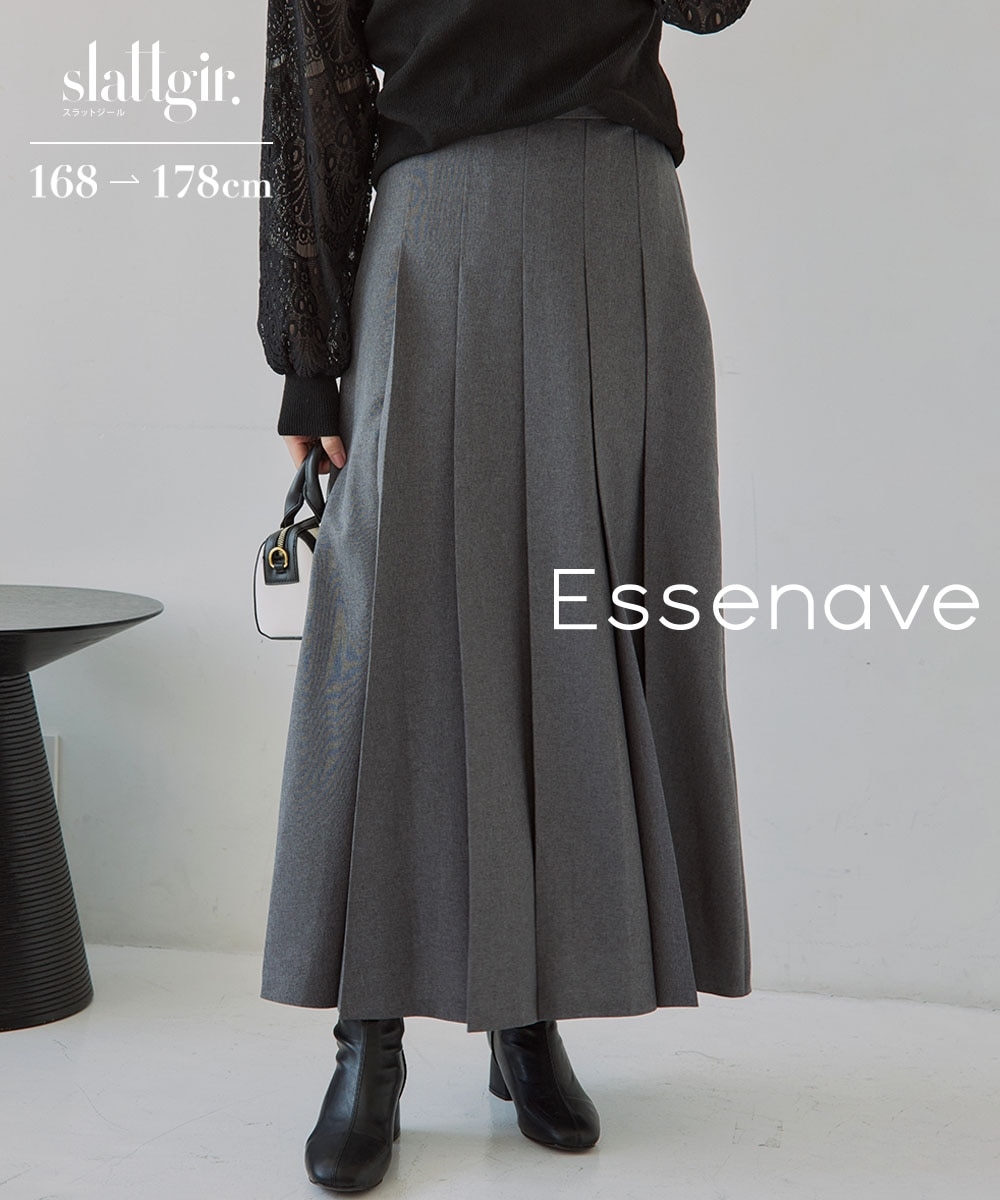 高身長 プリーツフレアロングスカート(トールサイズ)Essnave1