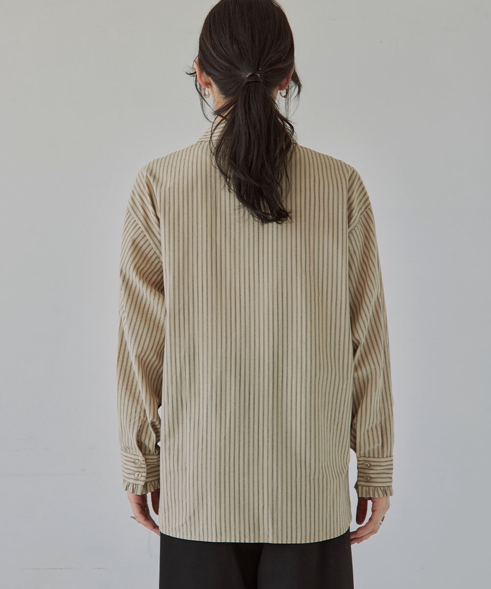 高身長 ウエストタックストライプシャツ(トールサイズ)Essenave24