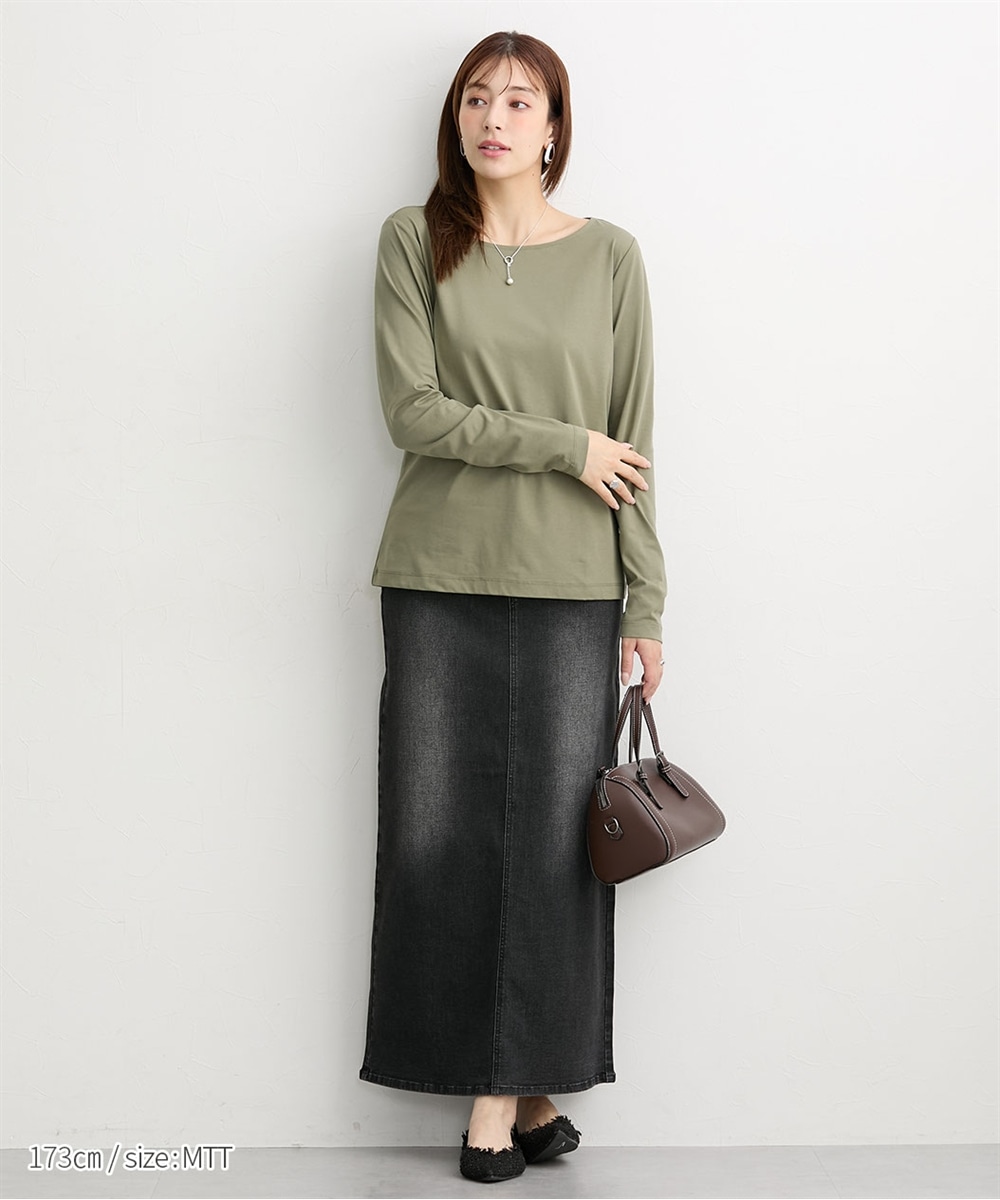 高身長 綿混ONにもOFFにも使えるキレイ見え長袖Tシャツ (トールサイズ)12