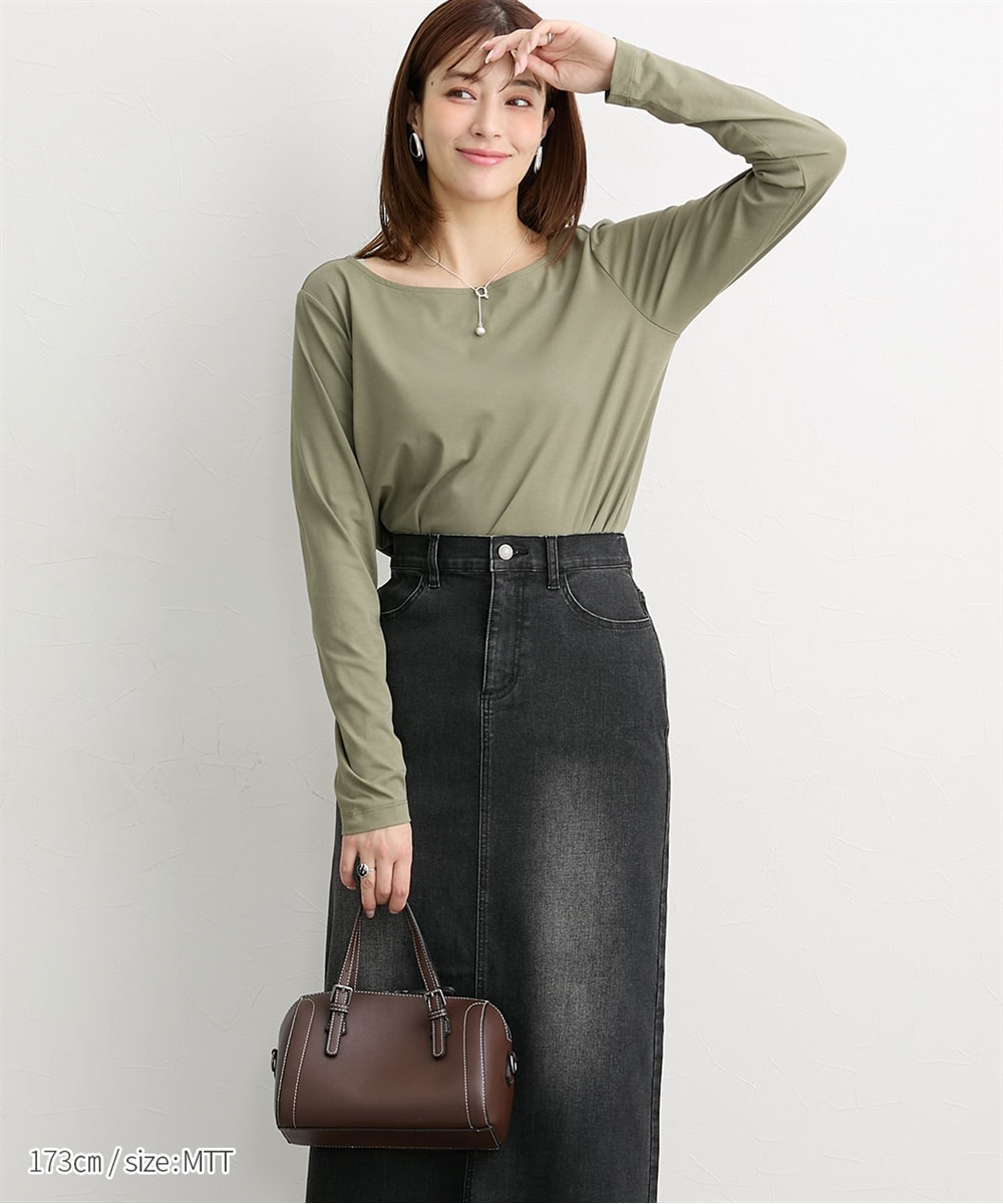 高身長 綿混ONにもOFFにも使えるキレイ見え長袖Tシャツ (トールサイズ)13