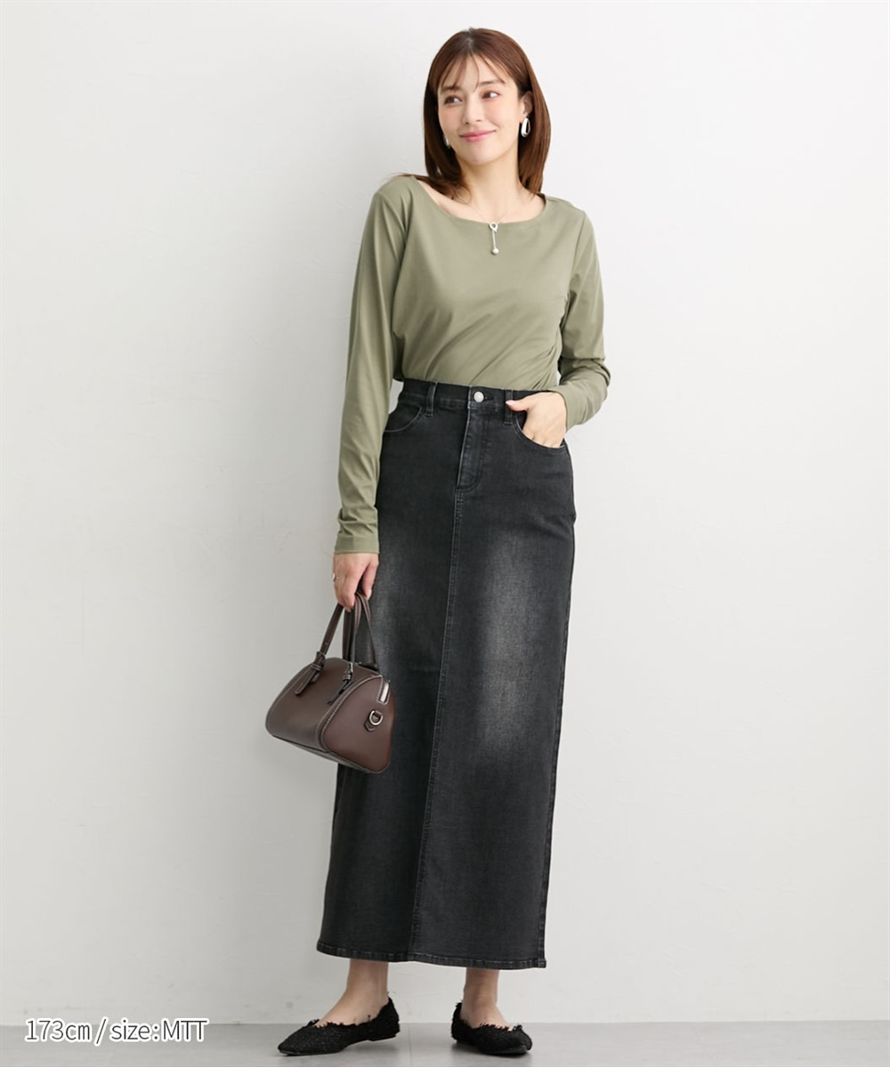 高身長 綿混ONにもOFFにも使えるキレイ見え長袖Tシャツ (トールサイズ)14