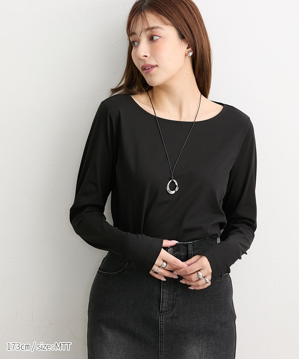 高身長 綿混ONにもOFFにも使えるキレイ見え長袖Tシャツ (トールサイズ)15