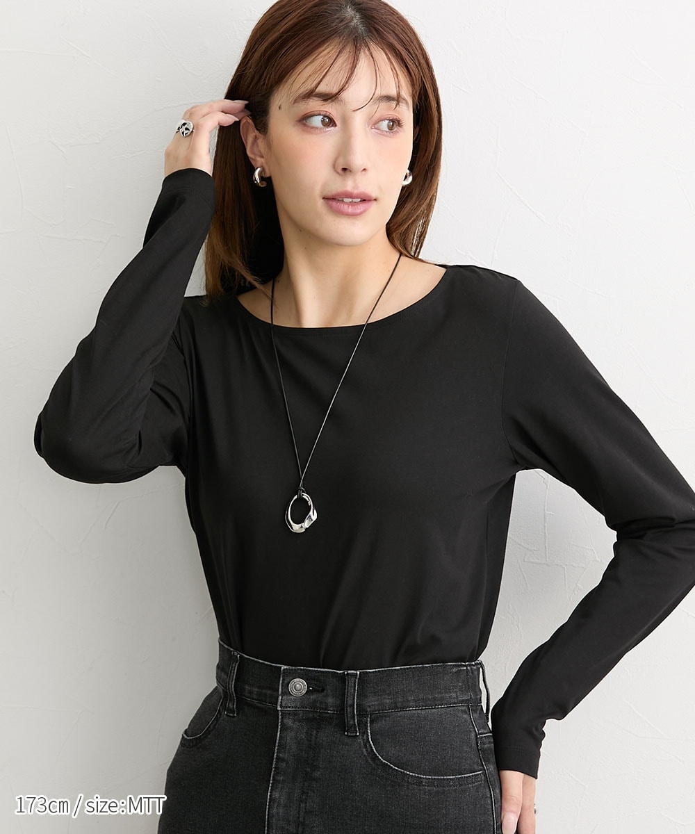 高身長 綿混ONにもOFFにも使えるキレイ見え長袖Tシャツ (トールサイズ)16