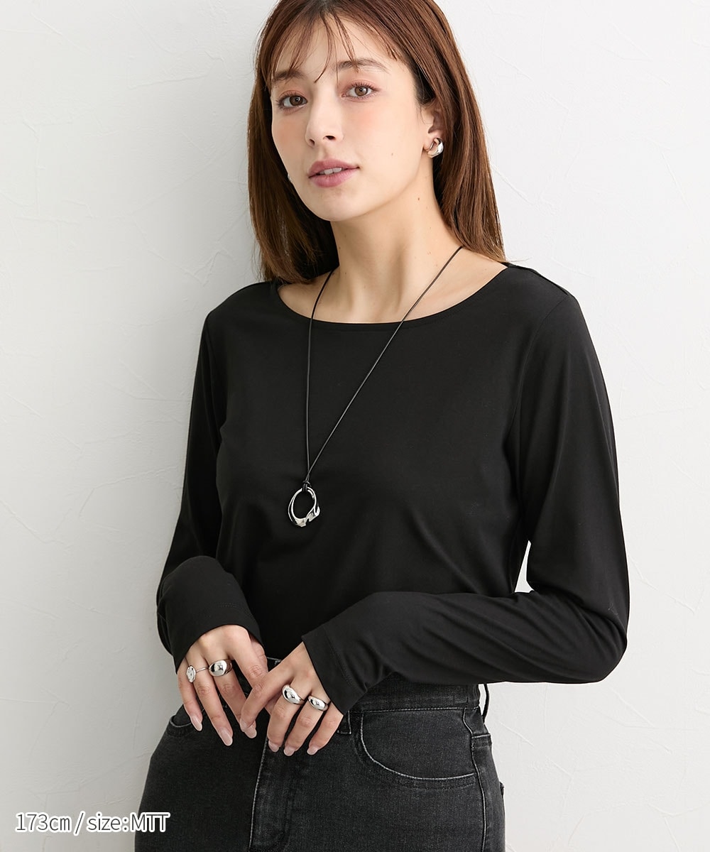 高身長 綿混ONにもOFFにも使えるキレイ見え長袖Tシャツ (トールサイズ)17