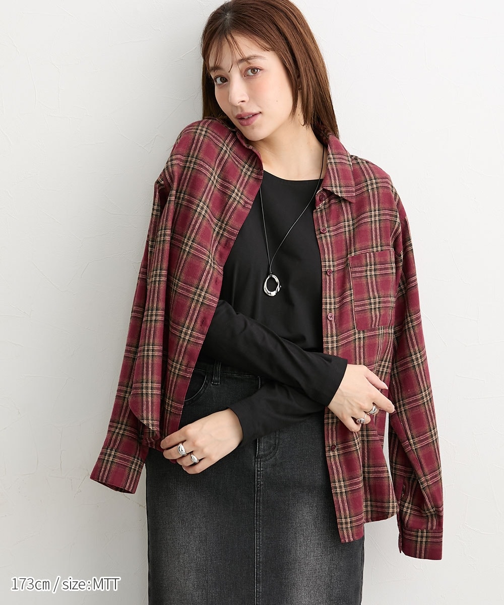 高身長 綿混ONにもOFFにも使えるキレイ見え長袖Tシャツ (トールサイズ)20