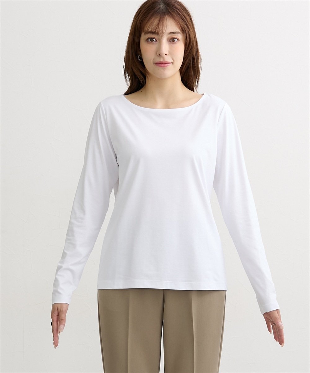 高身長 綿混ONにもOFFにも使えるキレイ見え長袖Tシャツ (トールサイズ)24