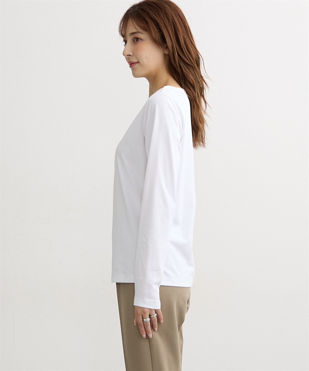 高身長 綿混ONにもOFFにも使えるキレイ見え長袖Tシャツ (トールサイズ)25