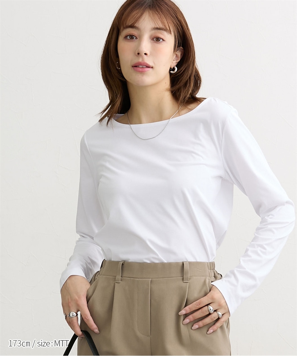 高身長 綿混ONにもOFFにも使えるキレイ見え長袖Tシャツ (トールサイズ)4
