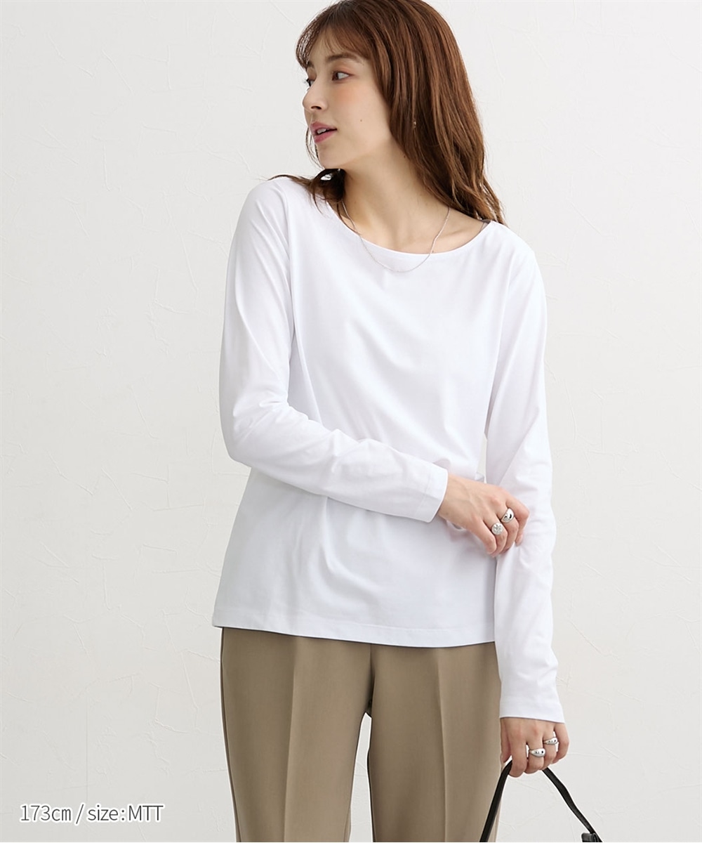 高身長 綿混ONにもOFFにも使えるキレイ見え長袖Tシャツ (トールサイズ)5