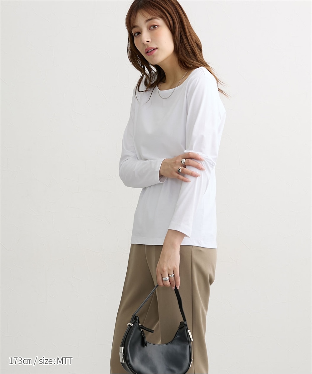 高身長 綿混ONにもOFFにも使えるキレイ見え長袖Tシャツ (トールサイズ)6