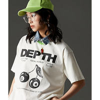 綿100％ピグメント染チェリープリントTシャツ　大きいサイズ　GEVS．