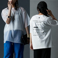 2点セット(シアーブラウス+綿100%ロゴプリントTシャツ)　大きいサイズ　GEVS