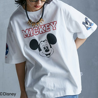 ディズニー ミッキーマウス/綿100％フェイスプリントＴシャツ　大きいサイズ　GEVS.